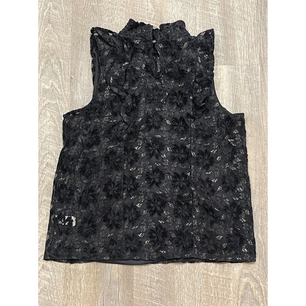 Cable & Gauge High Neck Black Lace Floral Sleeveless Top - NWT - Size L - Picture 6 of 7